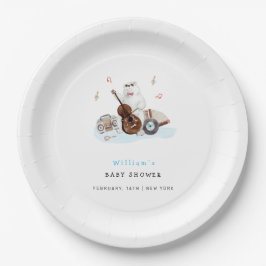 可愛いミュージシャンポーラベア赤ちゃんシャワー ペーパープレート