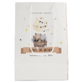 可愛いミュートテディ熱い空気バルーン子供の誕生日 ミディアムペーパーバッグ (裏面)