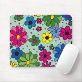 可愛いミントガーリーグリーンとフローラカラフル マウスパッド (マウス)