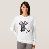 可愛いムースカマウスの女性用フード付きスウェットシャツ Tシャツ (正面フル)