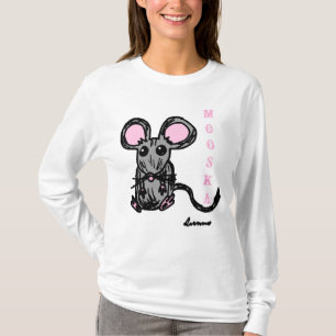 可愛いムースカマウスの女性用フード付きスウェットシャツ Tシャツ