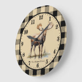 可愛いムースキャビン追加ファミリー名 ラージ壁時計 (傾斜)