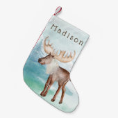 可愛いムースパーソナライズされた スモールクリスマスストッキング (正面 (吊り時))