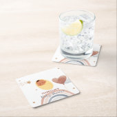 可愛いムーンスターアフリカ系アメリカ人の子供の赤ちゃんシャワー スクエアペーパーコースター (インサイチュ)