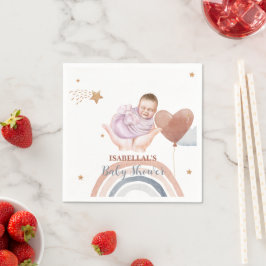 可愛いムーンスターアフリカ系アメリカ人の子供の赤ちゃんシャワー スタンダードカクテルナプキン