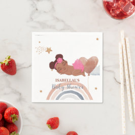 可愛いムーンスターアフリカ系アメリカ人の子供の赤ちゃんシャワー スタンダードカクテルナプキン