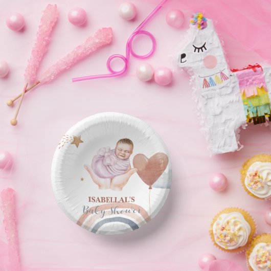 可愛いムーンスターアフリカ系アメリカ人の子供の赤ちゃんシャワー ペーパーボウル (パーティー)