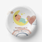 可愛いムーンスターアフリカ系アメリカ人の子供の赤ちゃんシャワー ペーパーボウル (正面)