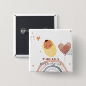 可愛いムーンスターアフリカ系アメリカ人の子供の赤ちゃんシャワー 缶バッジ (正面&裏面)