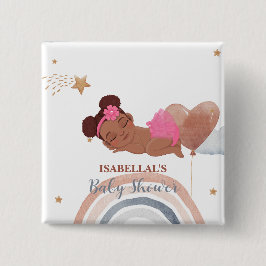可愛いムーンスターアフリカ系アメリカ人の子供の赤ちゃんシャワー 缶バッジ
