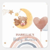 可愛いムーンベアーアフリカ系アメリカ人の子供用ベビーシャワー スクエアシール (正面)