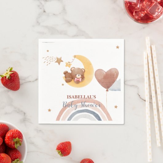 可愛いムーンベアーアフリカ系アメリカ人の子供用ベビーシャワー スタンダードカクテルナプキン (インサイチュ)