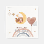 可愛いムーンベアーアフリカ系アメリカ人の子供用ベビーシャワー スタンダードカクテルナプキン (正面)