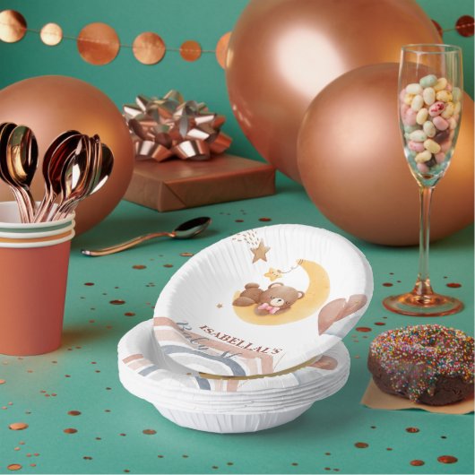 可愛いムーンベアーアフリカ系アメリカ人の子供用ベビーシャワー ペーパーボウル (複数)