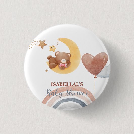 可愛いムーンベアーアフリカ系アメリカ人の子供用ベビーシャワー 缶バッジ (正面)