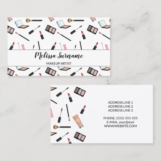 可愛いメイクアップパターン – Personalizableメイクアップアーティスト 名刺 (正面/裏面)