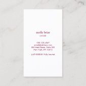 可愛いメイドハウスクリーナークリーニングサービスピンクモップ 名刺 (裏面)