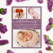 可愛いメイヴガール誕生発表写真コラージュ 案内状