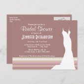 可愛いメイヴストライプブラウン インビテーションポストカード (正面/裏面)