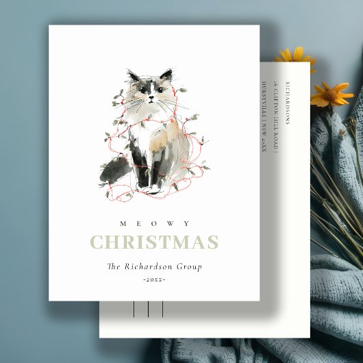 可愛いメオウィクリスマスライトキャットロ企業のゴ シーズンポストカード