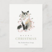 可愛いメオウィクリスマスライトキャットロ企業のゴ シーズンポストカード (正面)