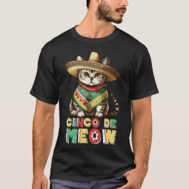 可愛いメキシコ猫のソンブレロ シンゴ・デ・マヨ Tシャツ