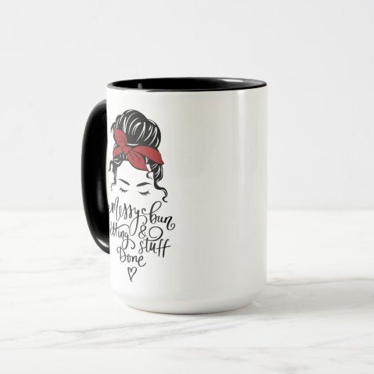 可愛いメッシーパン取得物行われたブラックマグカップ マグカップ (正面左)