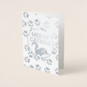 可愛いメリーキャットキティ猫フォイルクリスマスカード 箔カード (正面)