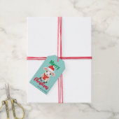 可愛いメリークリスマスシープラムサンタスカーフの休日 ギフトタグ (より糸付き)