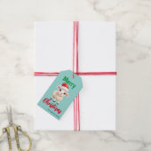 可愛いメリークリスマスシープラムサンタスカーフの休日 ギフトタグ (より糸付き)