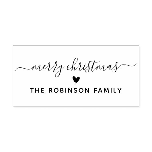 可愛いメリークリスマススクリプトハートファミリー名 ラバースタンプ (インプリント)