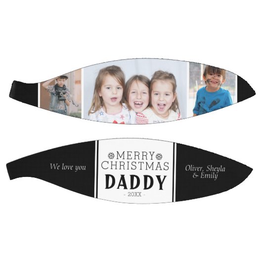 可愛いメリークリスマスダディーブラック3フォトコラージュ バスケットボール (パネル)