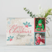 可愛いメリークリスマスツインベビー写真 シーズンカード (スタンド正面)