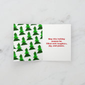 可愛いメリークリスマスツリーあなたの写真を追加 シーズンカード (内部)