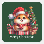 可愛いメリークリスマスハムスターのカスタマイズ スクエアシール (正面)