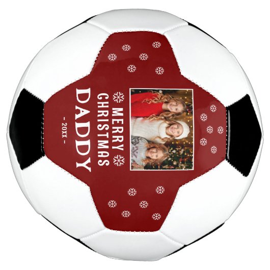 可愛いメリークリスマスパパ雪の結晶の写真 サッカーボール (回転)