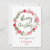 可愛いメリークリスマスフローラリースなし写真 シーズンカード (正面)