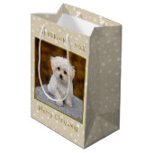 可愛いメリークリスマスペットドッグ写真 ミディアムペーパーバッグ (裏面アングル)