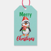 可愛いメリークリスマスペンギンサンタスカーフの休日 ギフトタグ (裏面)