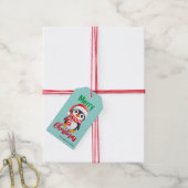 可愛いメリークリスマスペンギンサンタスカーフの休日 ギフトタグ (より糸付き)