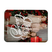 可愛いメリークリスマスホリデーカード家族の写真 マグネット (横)