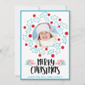 可愛いメリークリスマスホリー赤い果実の写真 シーズンカード (正面)