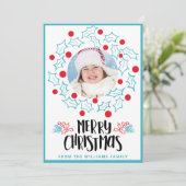 可愛いメリークリスマスホリー赤い果実の写真 シーズンカード (スタンド正面)