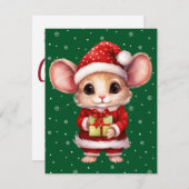 可愛いメリークリスマスマウスカード シーズンカード (正面/裏面)