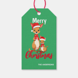 可愛いメリークリスマスマムキッドKangarooサンタスカーフ ギフトタグ