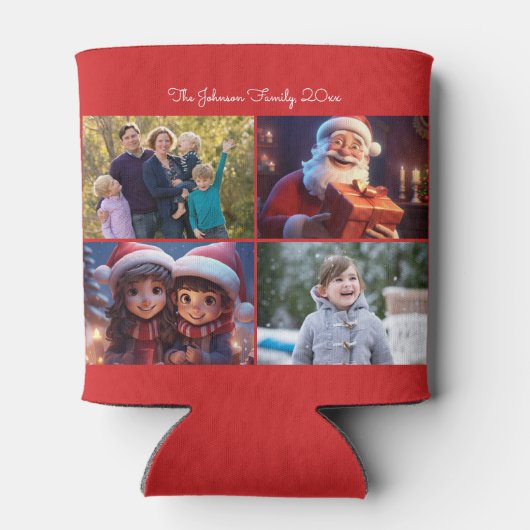 可愛いメリークリスマス家族の写真 缶クーラー (裏面)