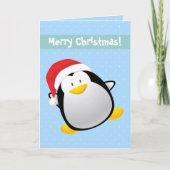 可愛いメリークリスマス漫画サンタペンギン シーズンカード (正面)