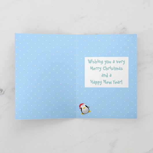 可愛いメリークリスマス漫画サンタペンギン シーズンカード (内部)