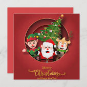 可愛いメリークリスマス シーズンカード (正面/裏面)