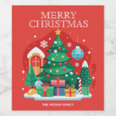 可愛いメリークリスマス ワインラベル (シングルラベル)